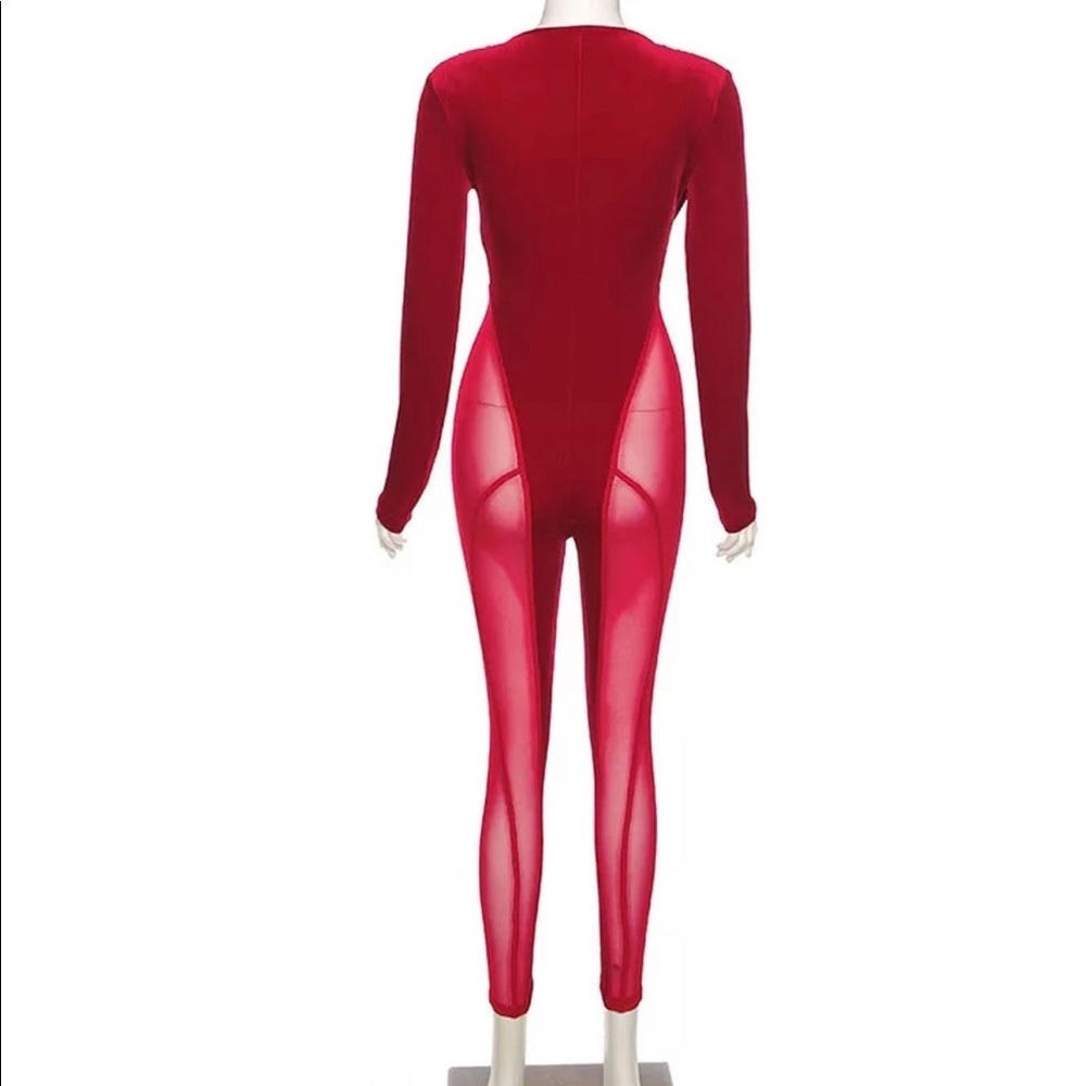 Velvet Mesh Jumpsuit